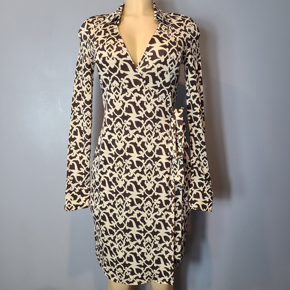 Diane Von Furstenberg Vintage Silk Jeanne Wrap Dress Women Size 2 Luxury